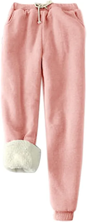 fartey Womens Fleece Lined Sweatpants Winter Sherpa Warm Joggers Pants Athletic Workout High Waist Casual Trousers