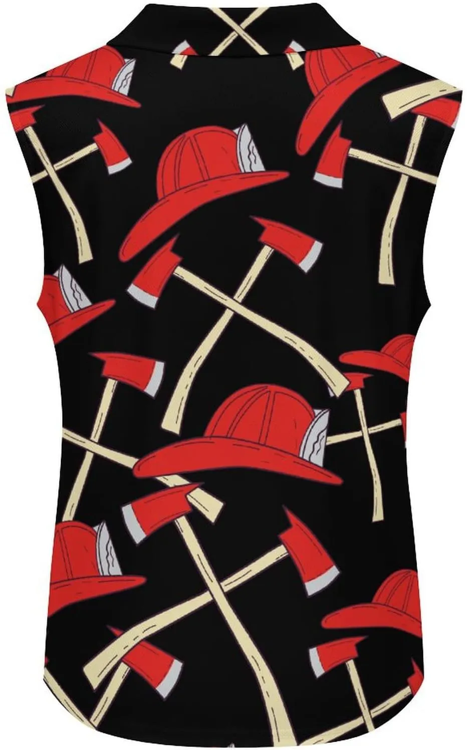 Fire Axe Firefighter Women's Sleeveless Golf Polo Shirts Athletic Tank Tops