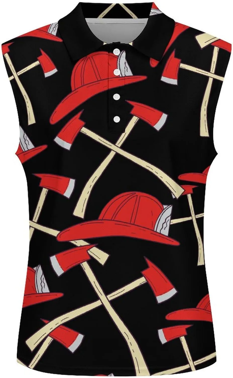 Fire Axe Firefighter Women's Sleeveless Golf Polo Shirts Athletic Tank Tops