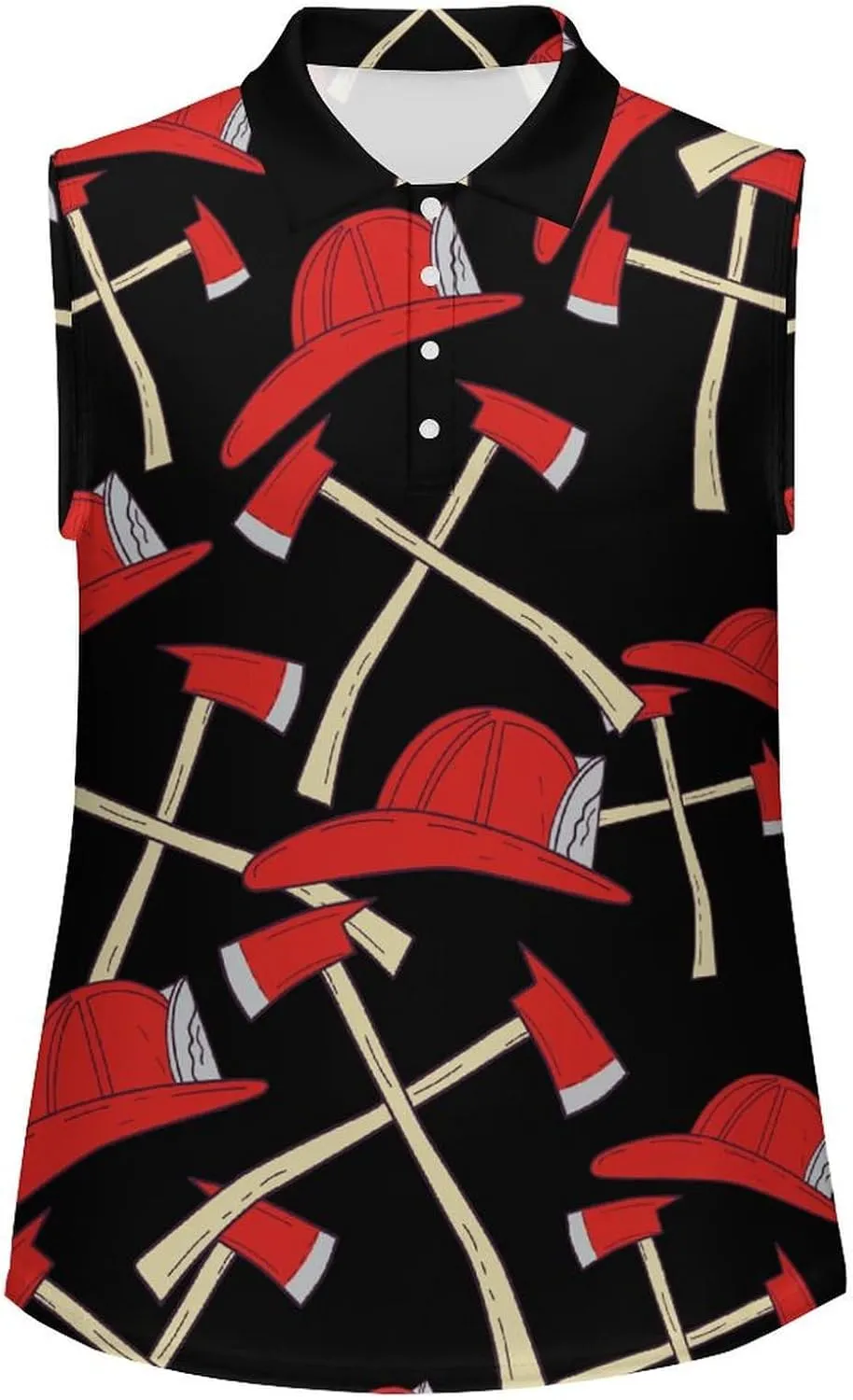 Fire Axe Firefighter Women's Sleeveless Golf Polo Shirts Athletic Tank Tops
