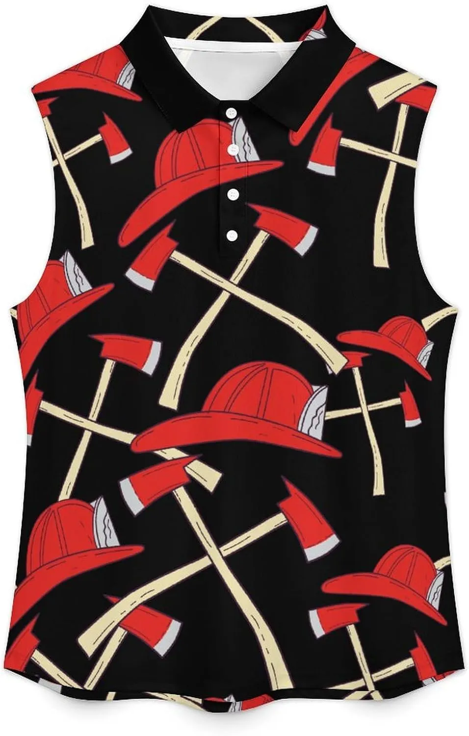 Fire Axe Firefighter Women's Sleeveless Golf Polo Shirts Athletic Tank Tops
