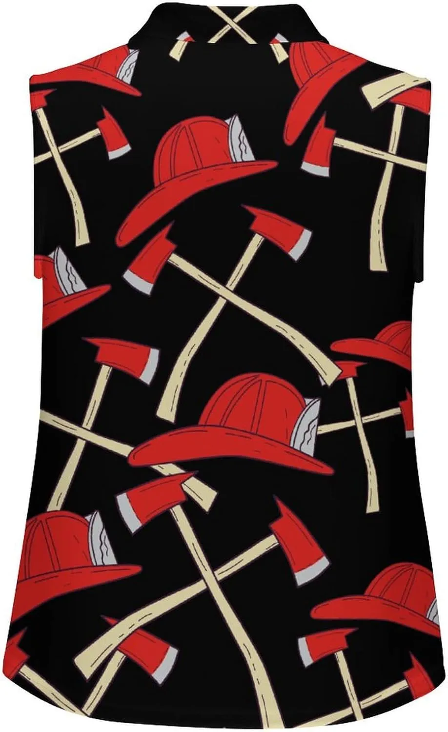 Fire Axe Firefighter Women's Sleeveless Golf Polo Shirts Athletic Tank Tops