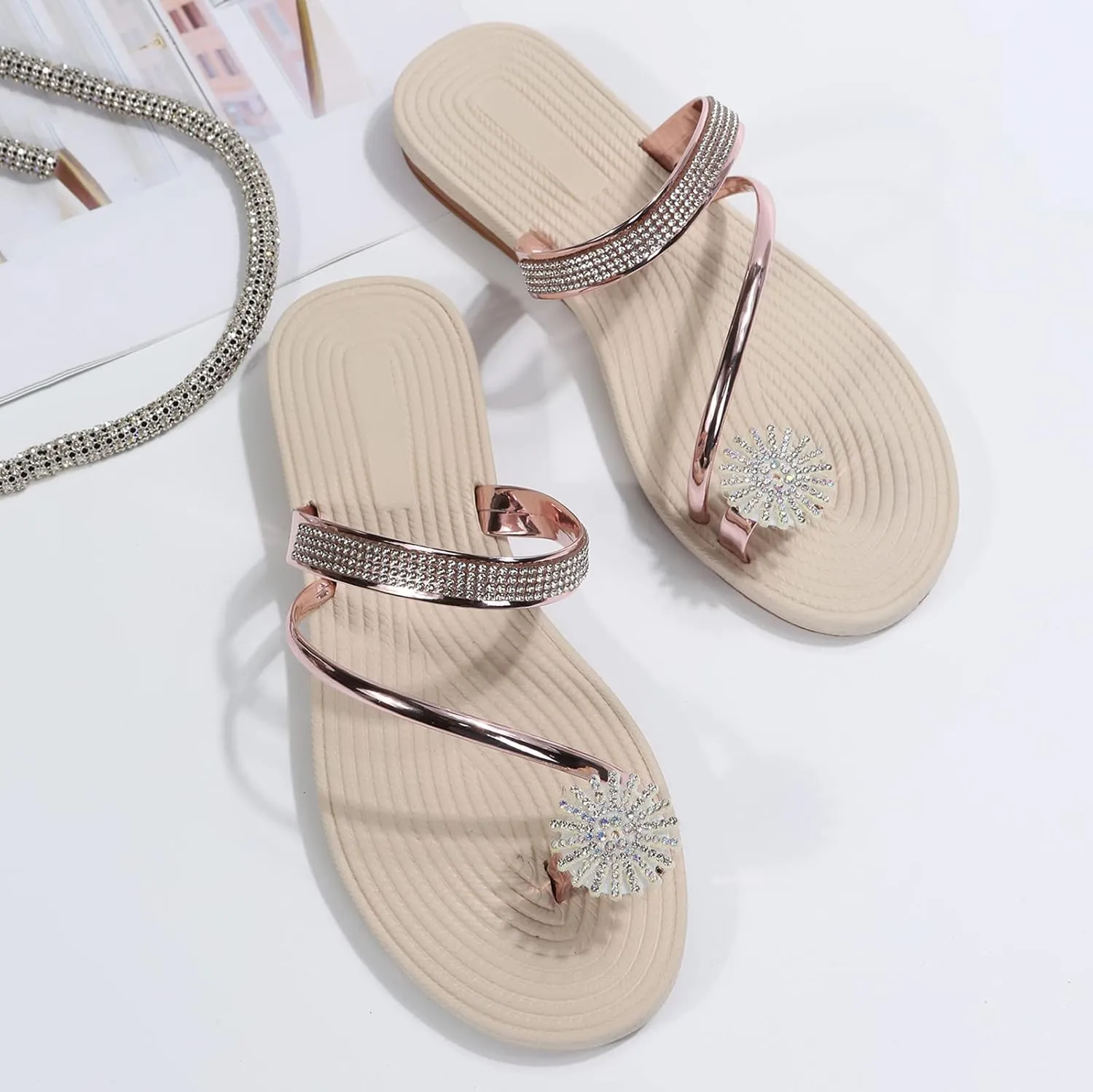 Flat Sandals Women's Cross Strappy Sandals Womens Summer Sandals Non Slip on Casual Summer Beach Shoes