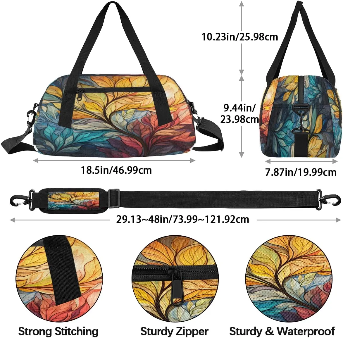 Flower Oil Painting Kids Duffle Bag Boys Girls Small Sport Dance Gym Bag for Overnight Travel Weekender Carry On