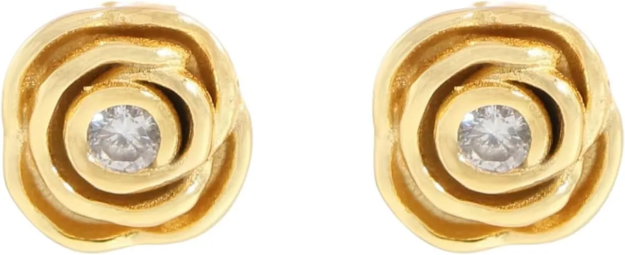 Flower Stud Earrings | Diamond Zircon Flower Studs Earrings | Trendy Minimalist Studs | 18k Gold Flower Studs Earrings | Italian Sterling Silver Flower Studs | Flower Earrrings