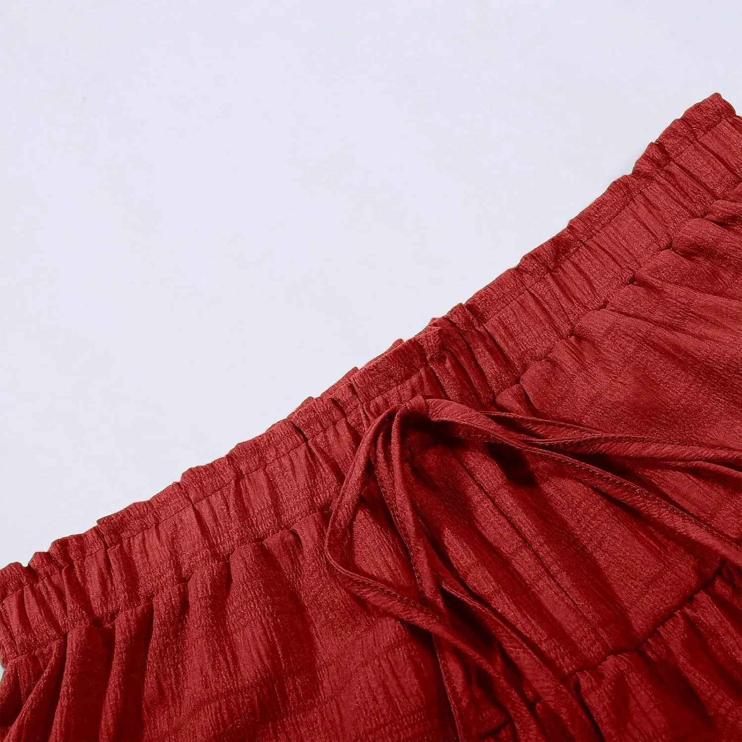 Flowy Summer Shorts for Women Lace Layered High Waist Elastic Mini Skirts Ruffle Hem Pleated Casual Swing Beach Skorts