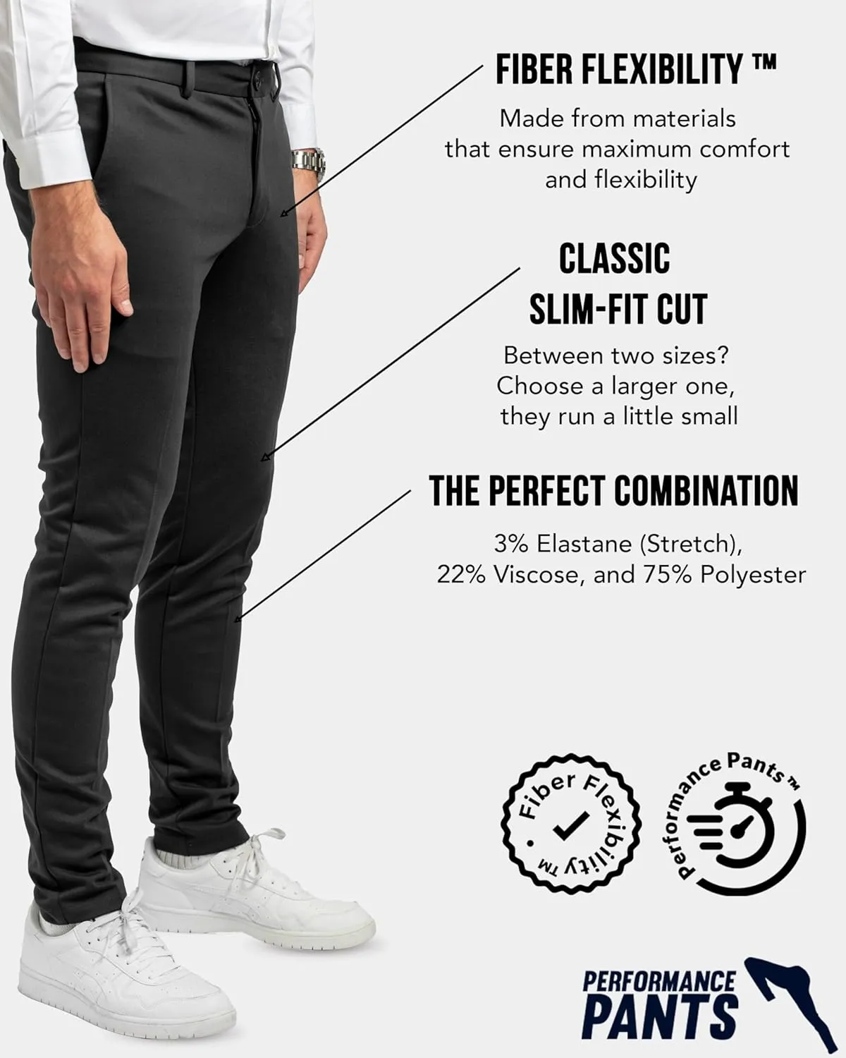 for Men, Slim Fit, Stretch - Comfortable and Modern Mens Trousers with Stretch for Suits, Business, Casual