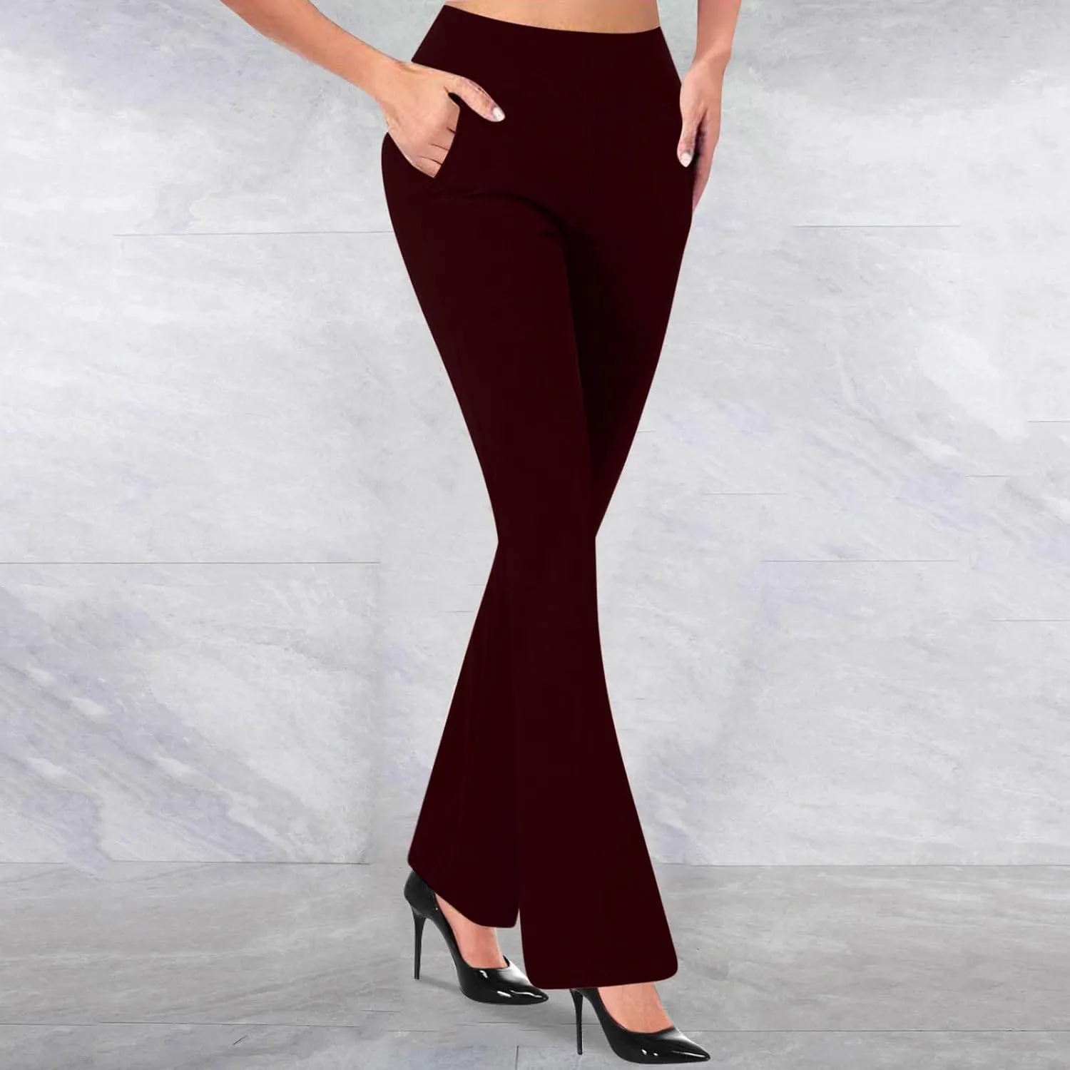 Formal Pants Women Business Casual Work Pant Womens High Waist Elegant Flared Leg Stretchy Trousers Office Slacks