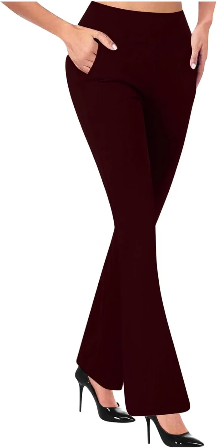 Formal Pants Women Business Casual Work Pant Womens High Waist Elegant Flared Leg Stretchy Trousers Office Slacks