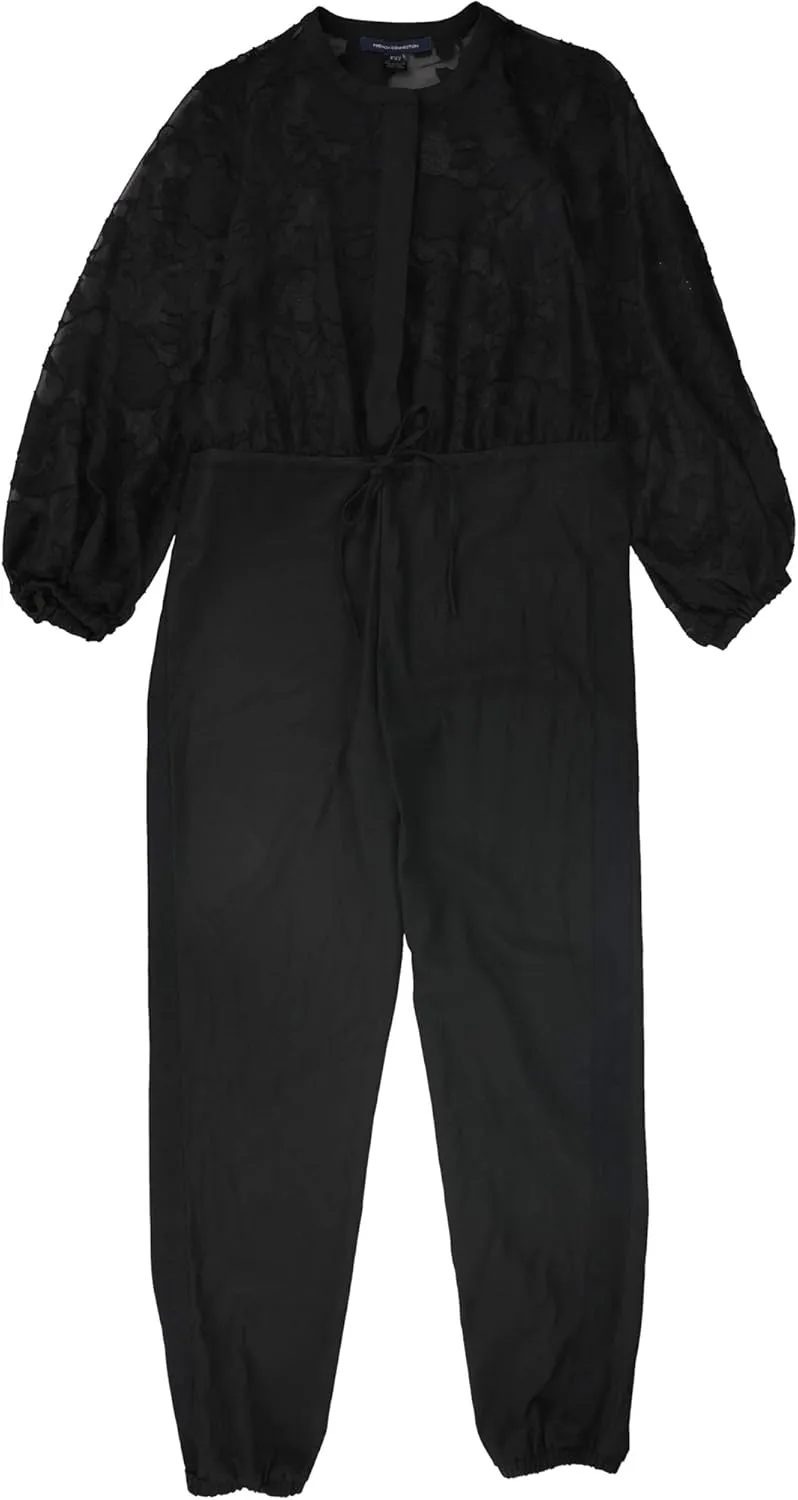 French Connection Womens Bessie Crepe Jumpsuit, Black, 0