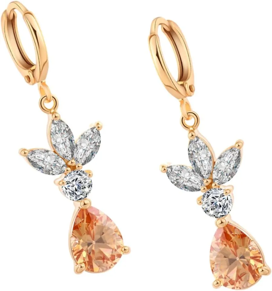GALPADA 1pair Minimalist Zircon Earrings Simple Flower Shape Studs for Office Party Wedding