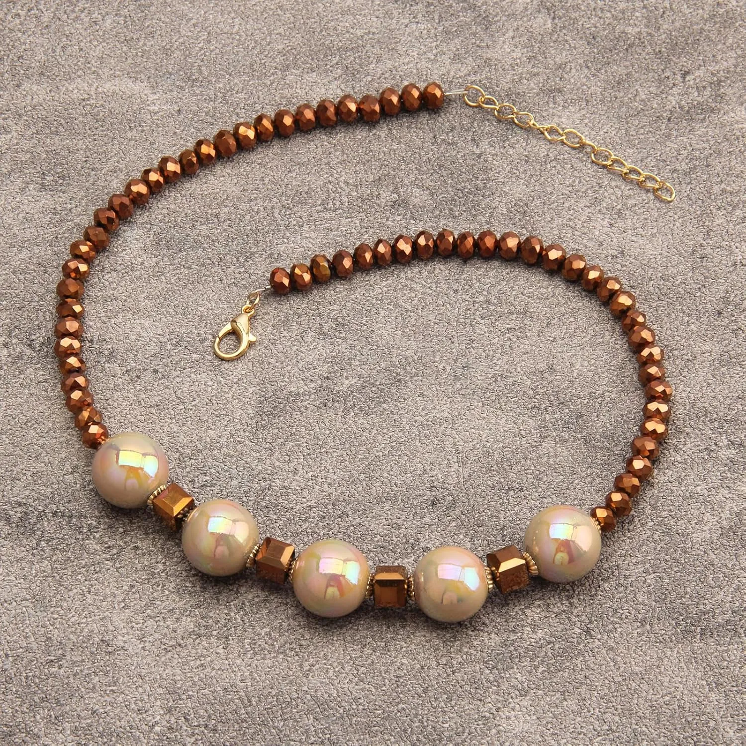 GelConnie Boho Necklaces for Women Layered Beaded Necklaces Pearl Sweater Necklace Turquoise Chunky Necklace Adjustable Choker Necklace for Women