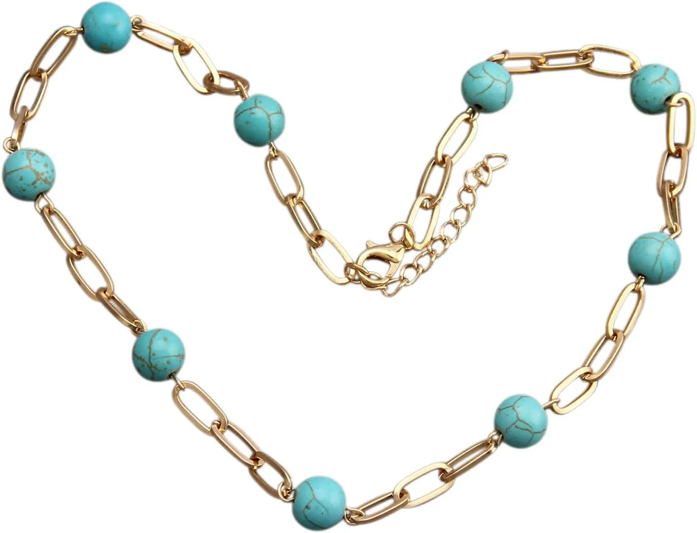 GelConnie Boho Necklaces for Women Layered Beaded Necklaces Pearl Sweater Necklace Turquoise Chunky Necklace Adjustable Choker Necklace for Women