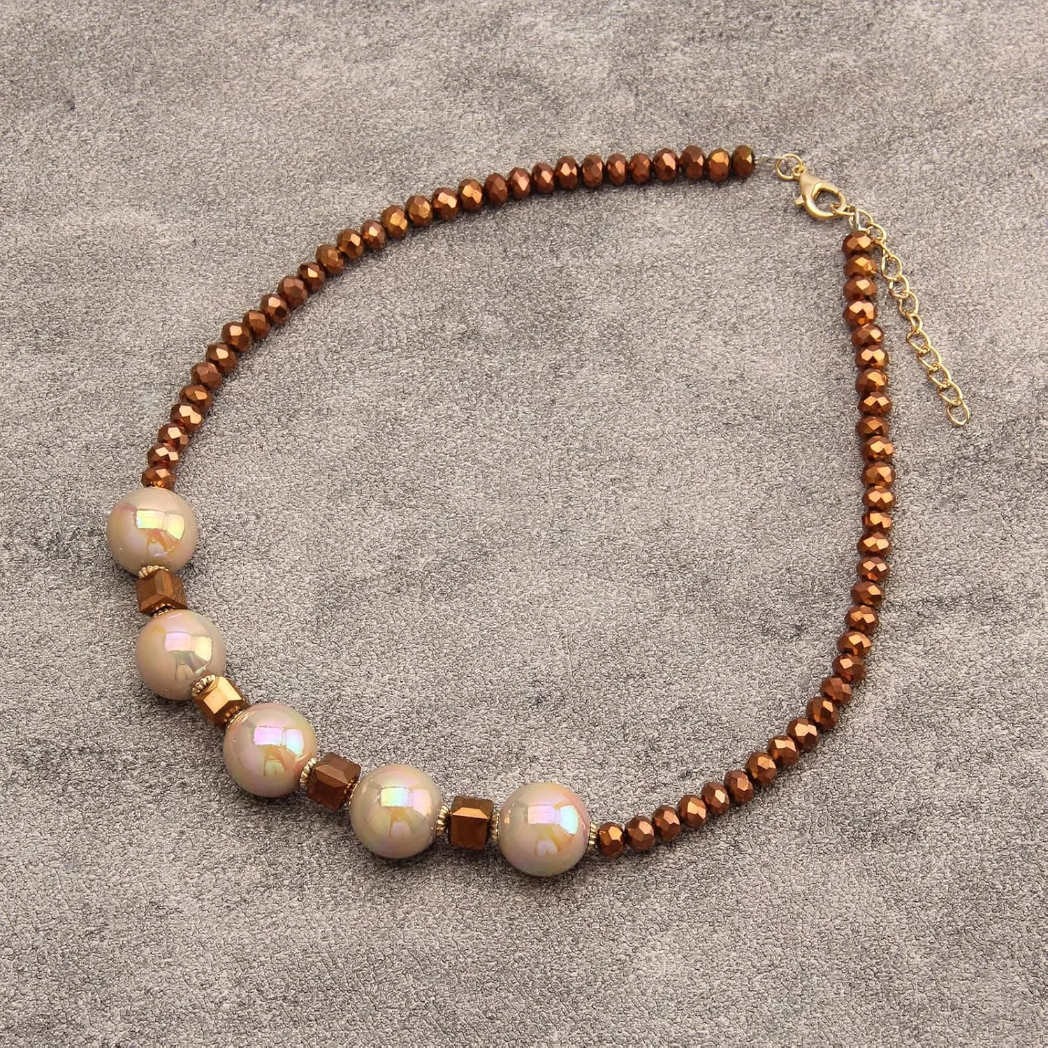 GelConnie Boho Necklaces for Women Layered Beaded Necklaces Pearl Sweater Necklace Turquoise Chunky Necklace Adjustable Choker Necklace for Women