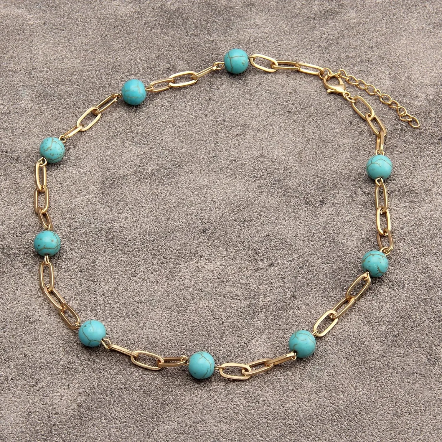 GelConnie Boho Necklaces for Women Layered Beaded Necklaces Pearl Sweater Necklace Turquoise Chunky Necklace Adjustable Choker Necklace for Women
