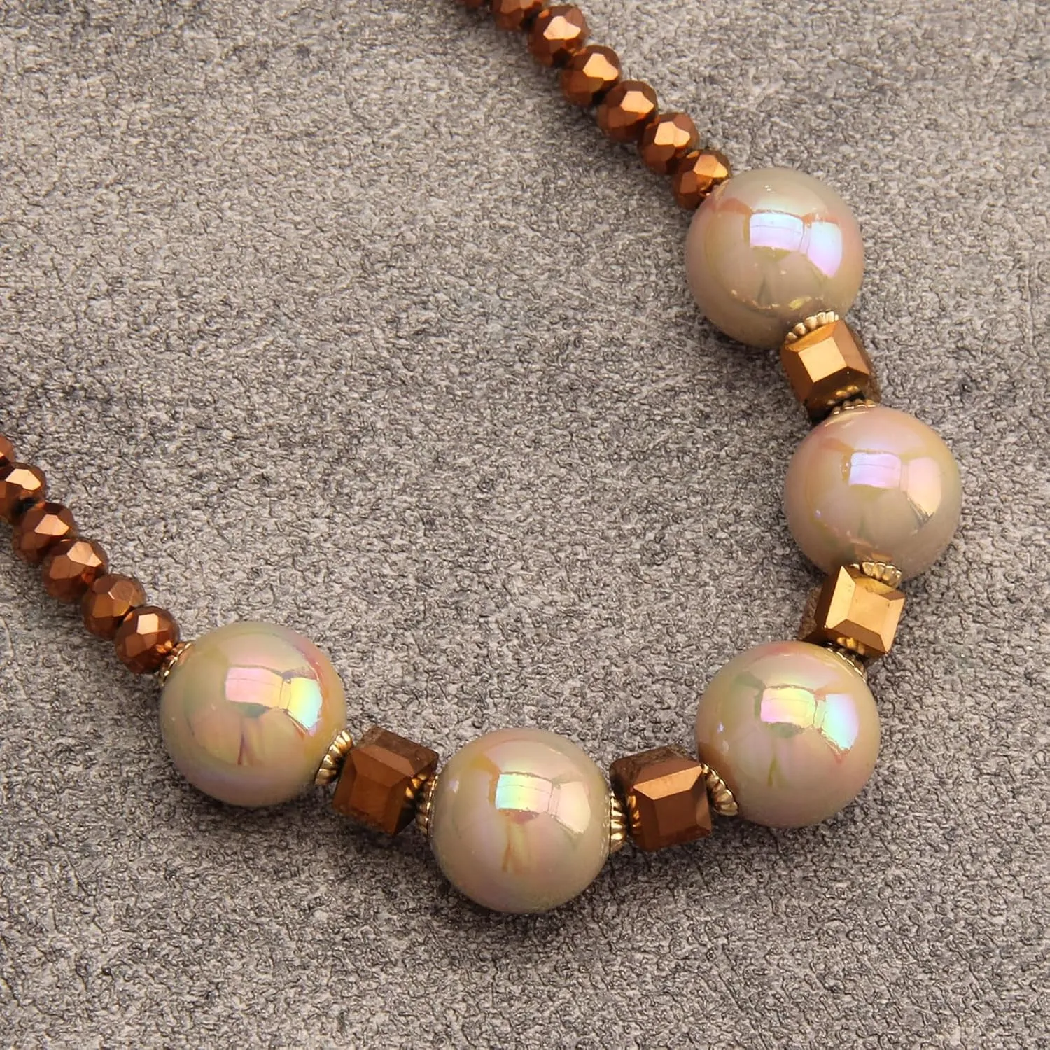 GelConnie Boho Necklaces for Women Layered Beaded Necklaces Pearl Sweater Necklace Turquoise Chunky Necklace Adjustable Choker Necklace for Women