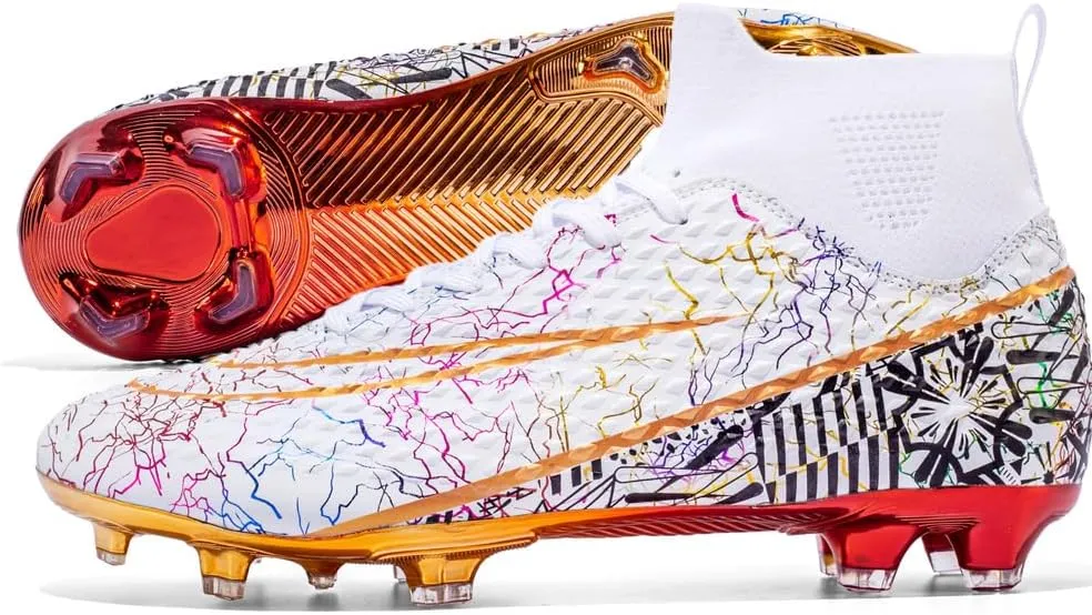 GEXECEUSS Men's Lightweight Football Cleats for Training: Boys High-Top Soccer Boots for Outdoor - Youth Professional Futsal Shoes