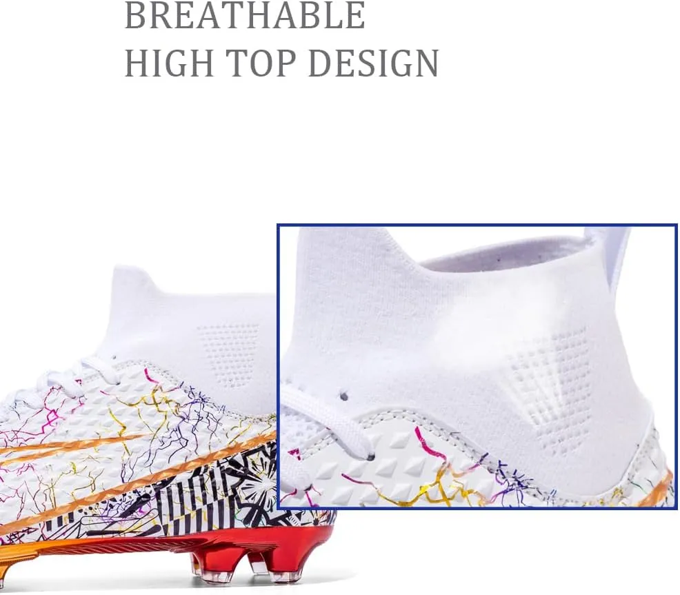 GEXECEUSS Men's Lightweight Football Cleats for Training: Boys High-Top Soccer Boots for Outdoor - Youth Professional Futsal Shoes
