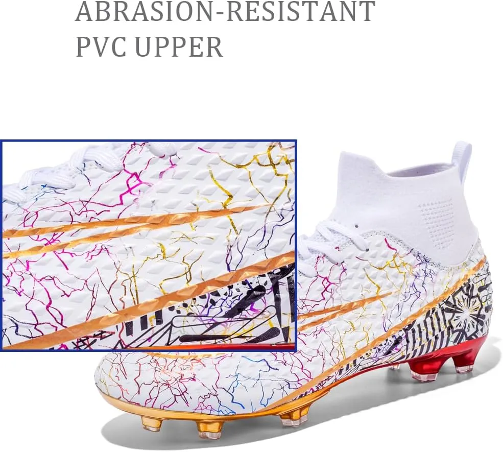 GEXECEUSS Men's Lightweight Football Cleats for Training: Boys High-Top Soccer Boots for Outdoor - Youth Professional Futsal Shoes
