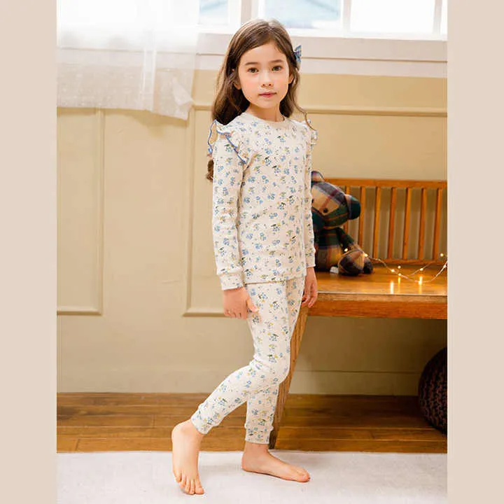 Girls' Sleepwear, 100% Cotton Floral Print Long Sleeve Girls' Sleepwearطقم نوم بناتي, طقم نوم بناتي بأكمام طويلة من القطن 100% مطبوع عليه أزهار