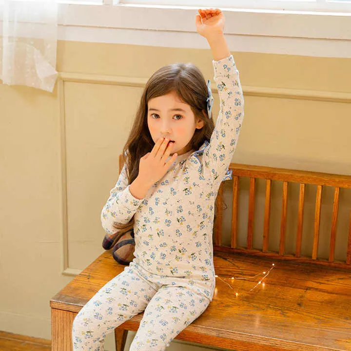 Girls' Sleepwear, 100% Cotton Floral Print Long Sleeve Girls' Sleepwearطقم نوم بناتي, طقم نوم بناتي بأكمام طويلة من القطن 100% مطبوع عليه أزهار