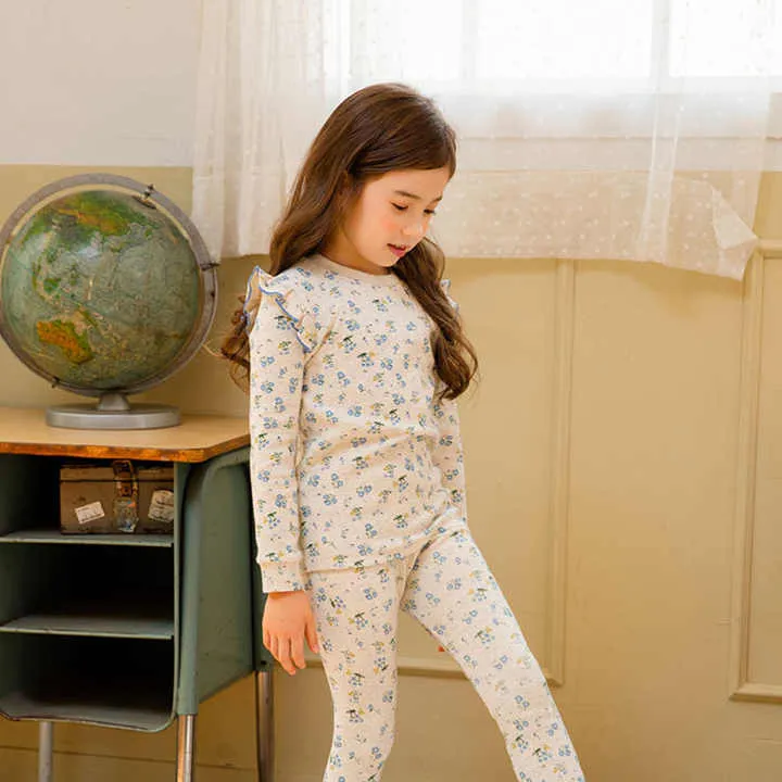 Girls' Sleepwear, 100% Cotton Floral Print Long Sleeve Girls' Sleepwearطقم نوم بناتي, طقم نوم بناتي بأكمام طويلة من القطن 100% مطبوع عليه أزهار