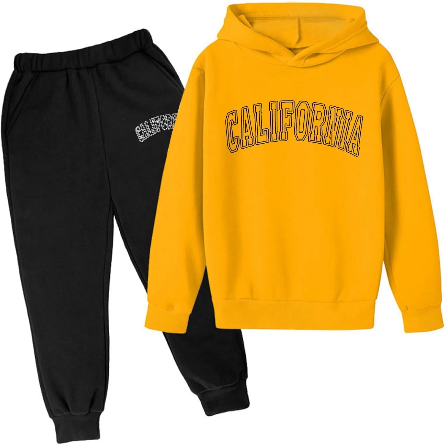 Girls' Sweatsuit Tracksuit 2 Piece Fleece Pullover Cropped Tops Sweatshirt Fleece Jogger Pants Soft Set for Girls