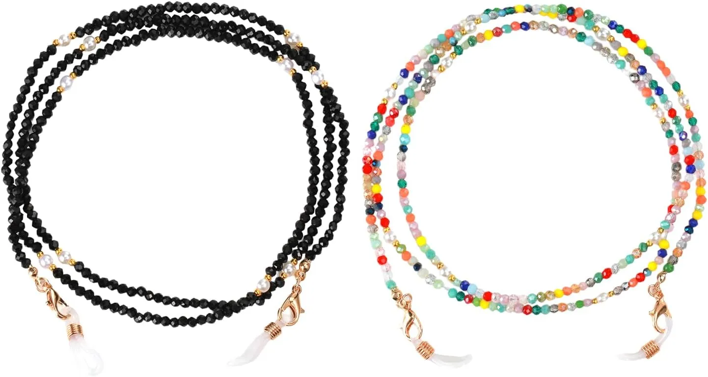 Glasses Chain for Women Sunglasses Eyeglass Strap for Girls 2 Pcs Stylish Eye Glasses Holders around Neck