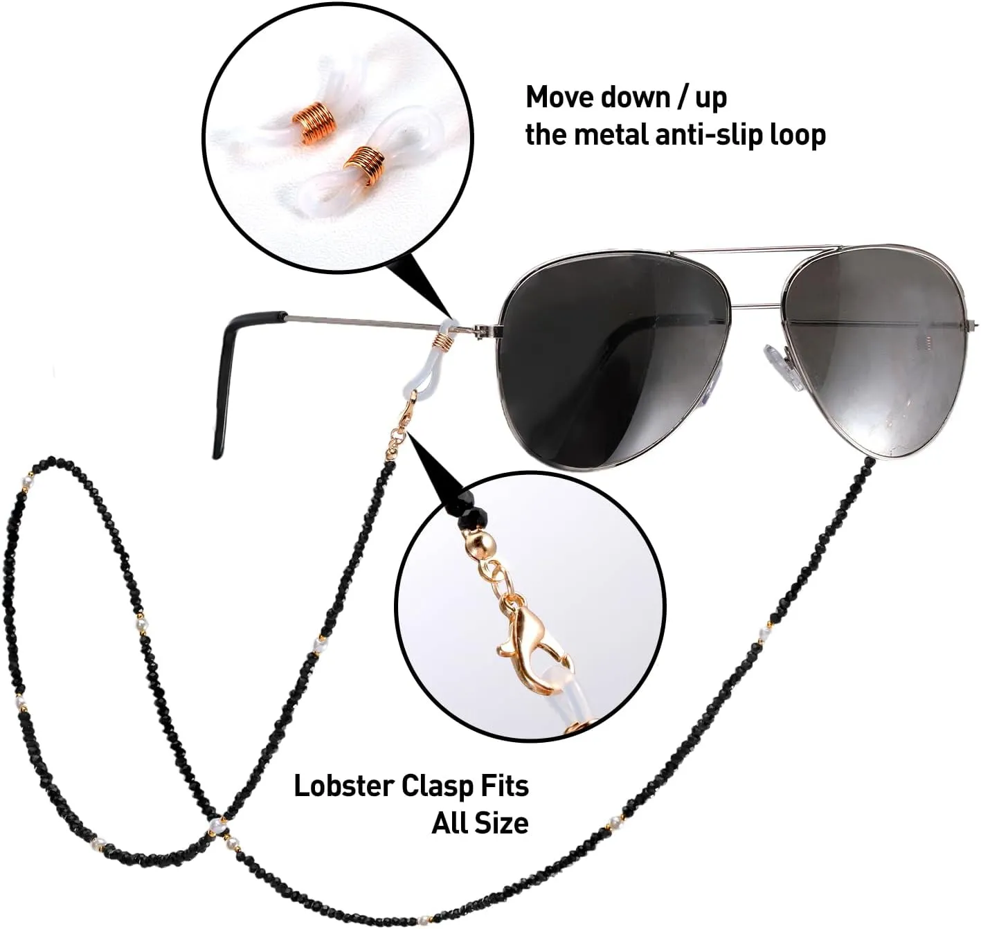 Glasses Chain for Women Sunglasses Eyeglass Strap for Girls 2 Pcs Stylish Eye Glasses Holders around Neck