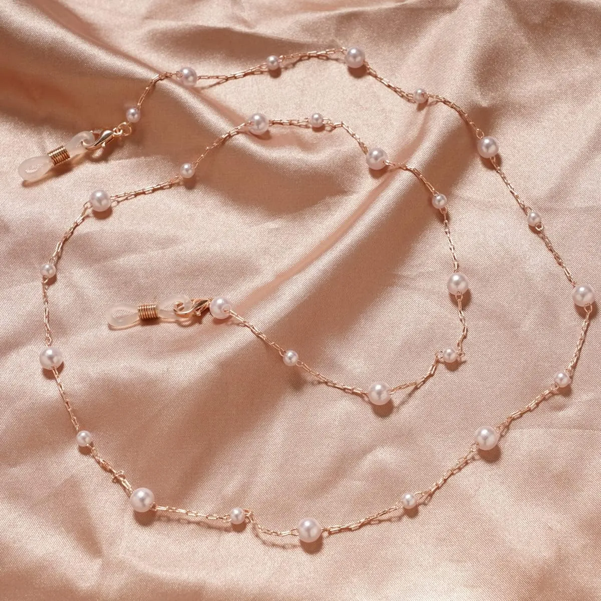 Glasses Chains Eyeglass Strap for Women Pearl Beaded Anti-Lost Neck Chain Fashion Eyewear Retainer (Color : Rose Gold, Size : 1)