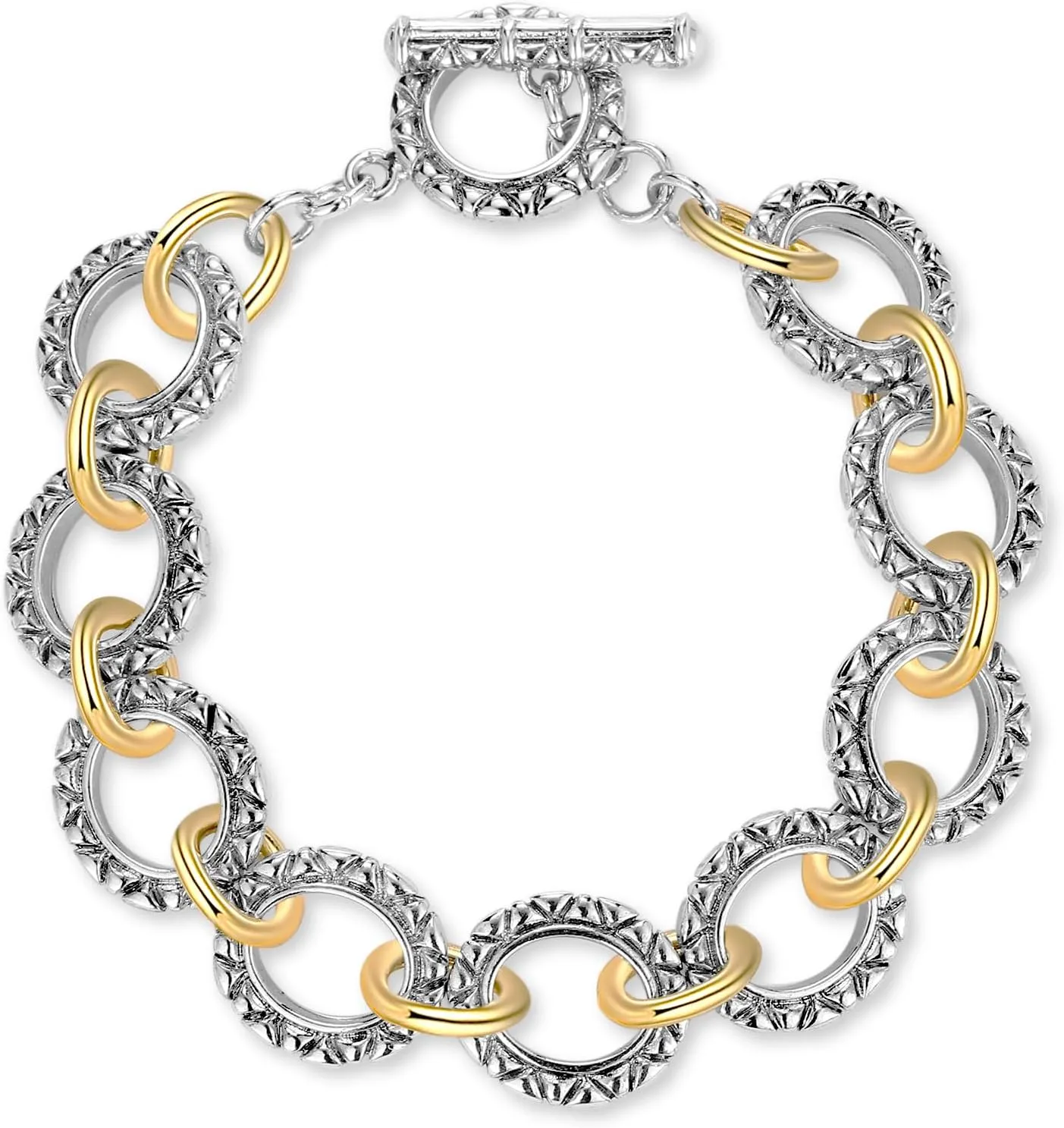 Gold and Silver Bracelet Two Tone - Twisted Chain Link Bracelet - Silver Statement Chunky Bracelets for Women Jewelry
