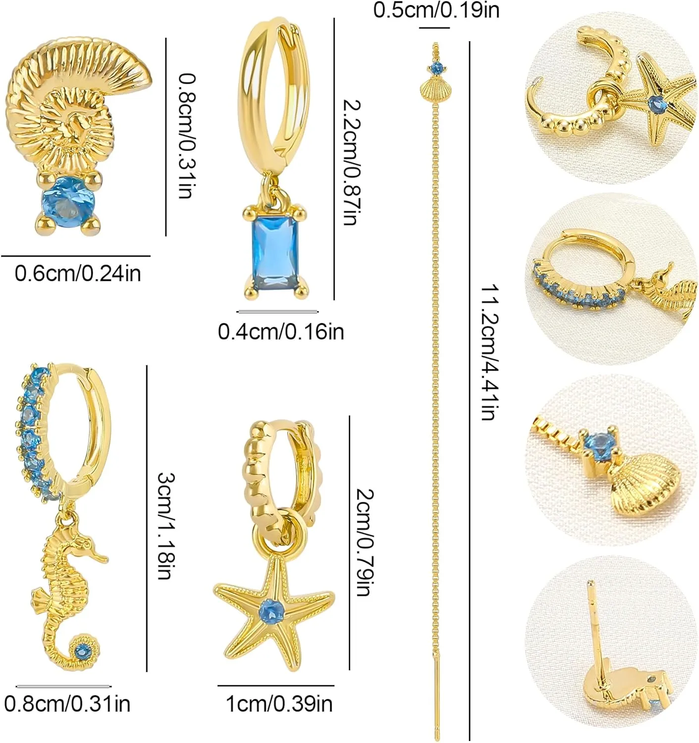 Gold Earrings Set for Women 14K Gold Plated Cubic Zirconia Love Heart Bowknot Clover Fruit Flower Insect Ocean Cross Huggie Hoop Earrings Stud Earrings Set for Multiple Piercing Party Jewelry Gifts