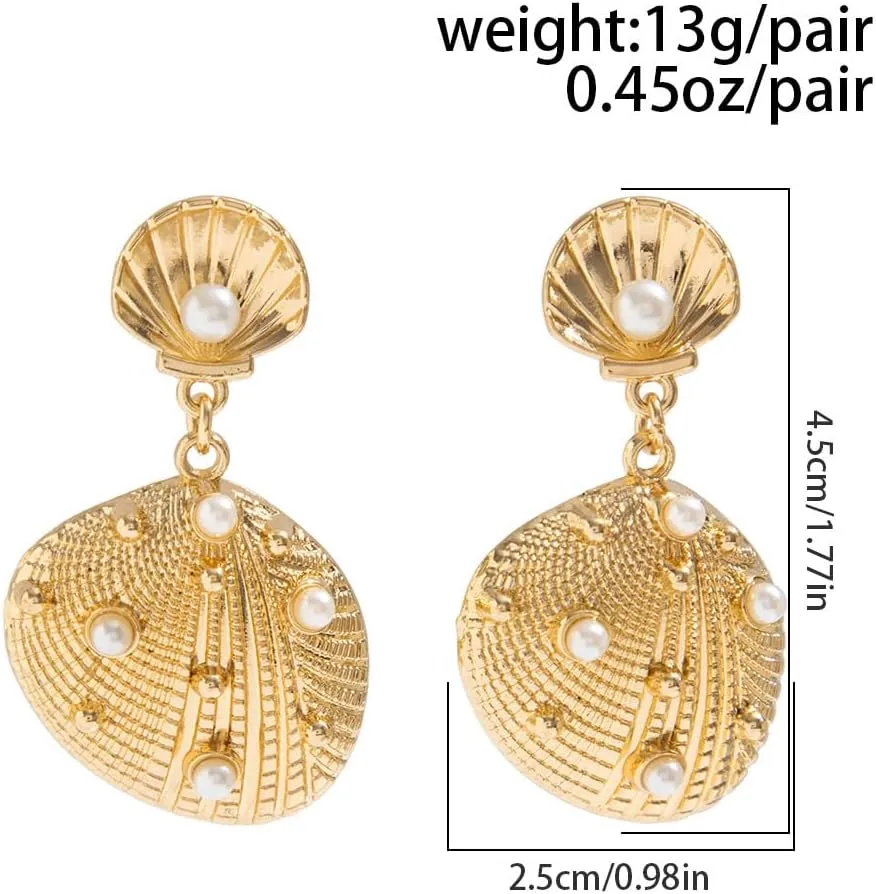 Gold Shell Starfish Earrings for WomenTrendy Bohemian Starfish Dangle Stud Earrings Hawaiian Summer Beach Ocean Earrings Beach Jewelry Costume Accessories