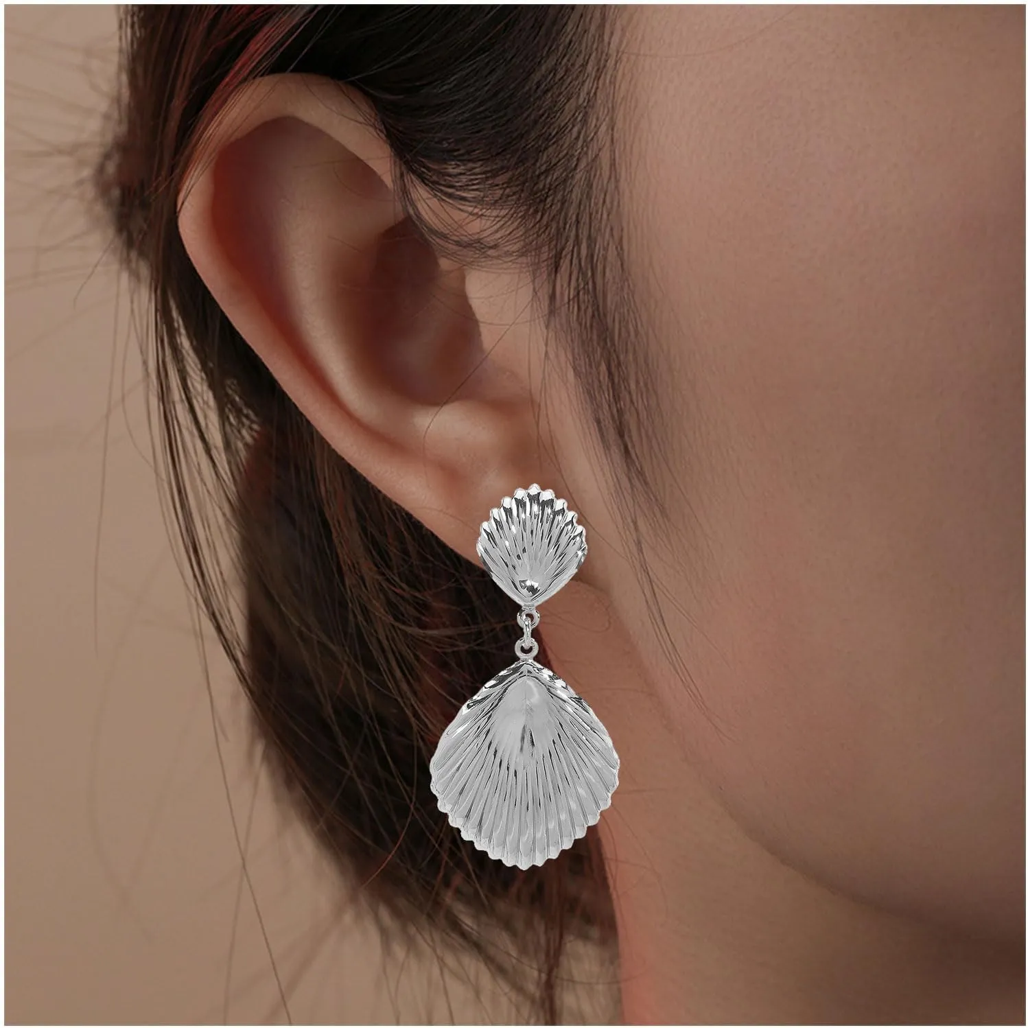 Gold/Silver Shell Dangle Earrings for Women Seashell Drop Dangle Earrings Summer Beach Jewelry for Women