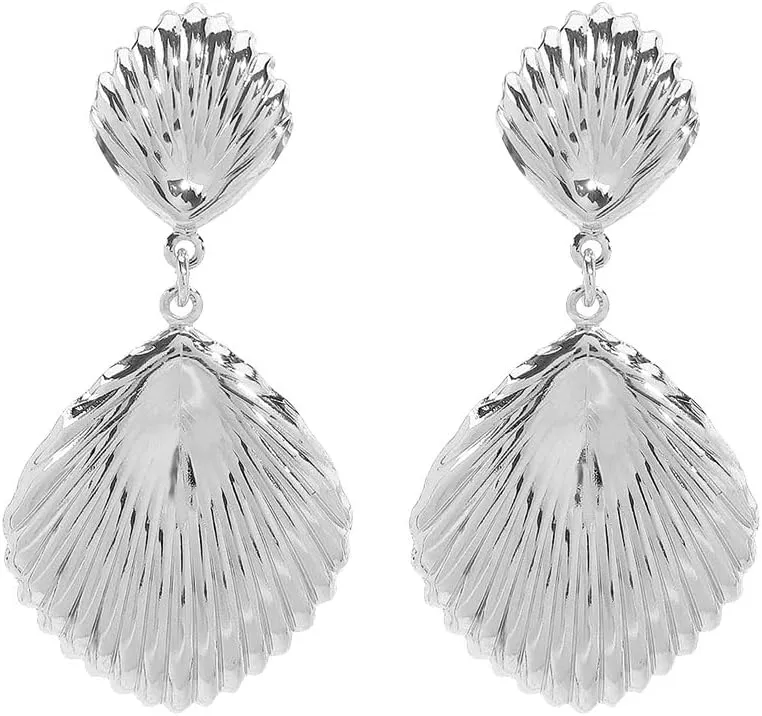 Gold/Silver Shell Dangle Earrings for Women Seashell Drop Dangle Earrings Summer Beach Jewelry for Women