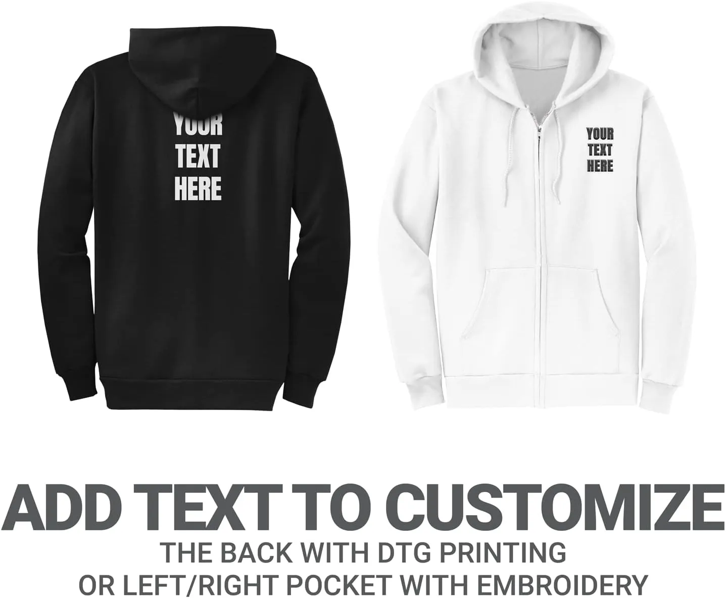 GotPrint Custom Embroidered Zip Up Hoodie | Personalized Embrodiered Zip-Up Hoodies for Men, Women, Design Your Own Jacket