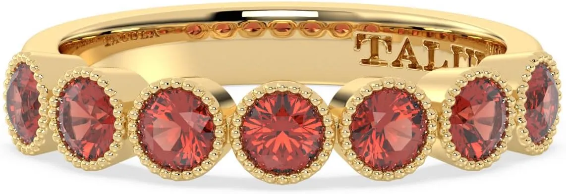 Half Eternity Ring with Natural Gemstones hand crafted in Sterling Silver plated with 14K gold