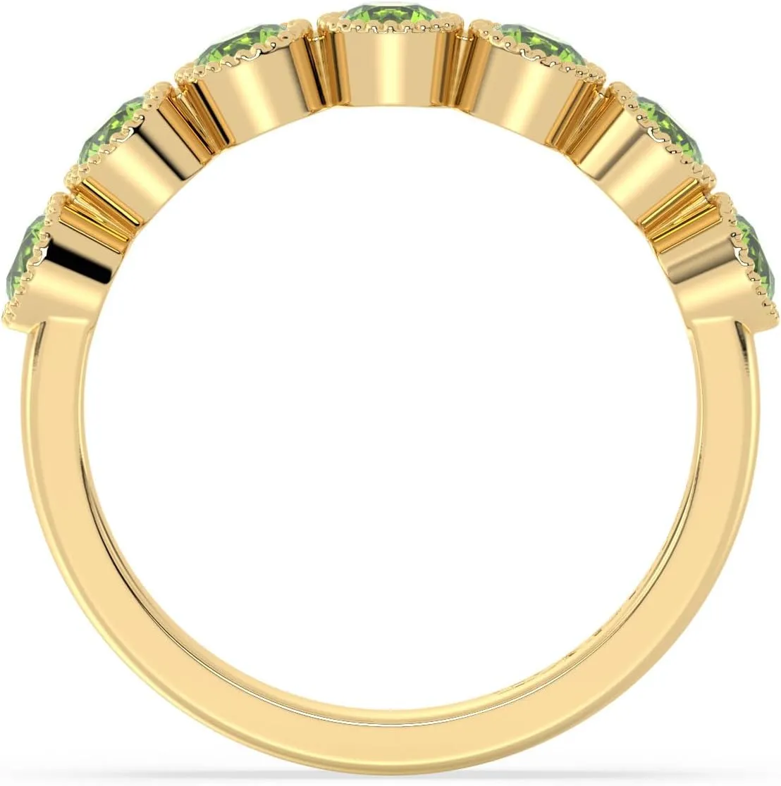 Half Eternity Ring with Natural Gemstones hand crafted in Sterling Silver plated with 14K gold