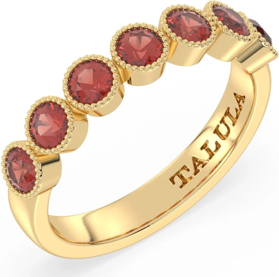 Half Eternity Ring with Natural Gemstones hand crafted in Sterling Silver plated with 14K gold