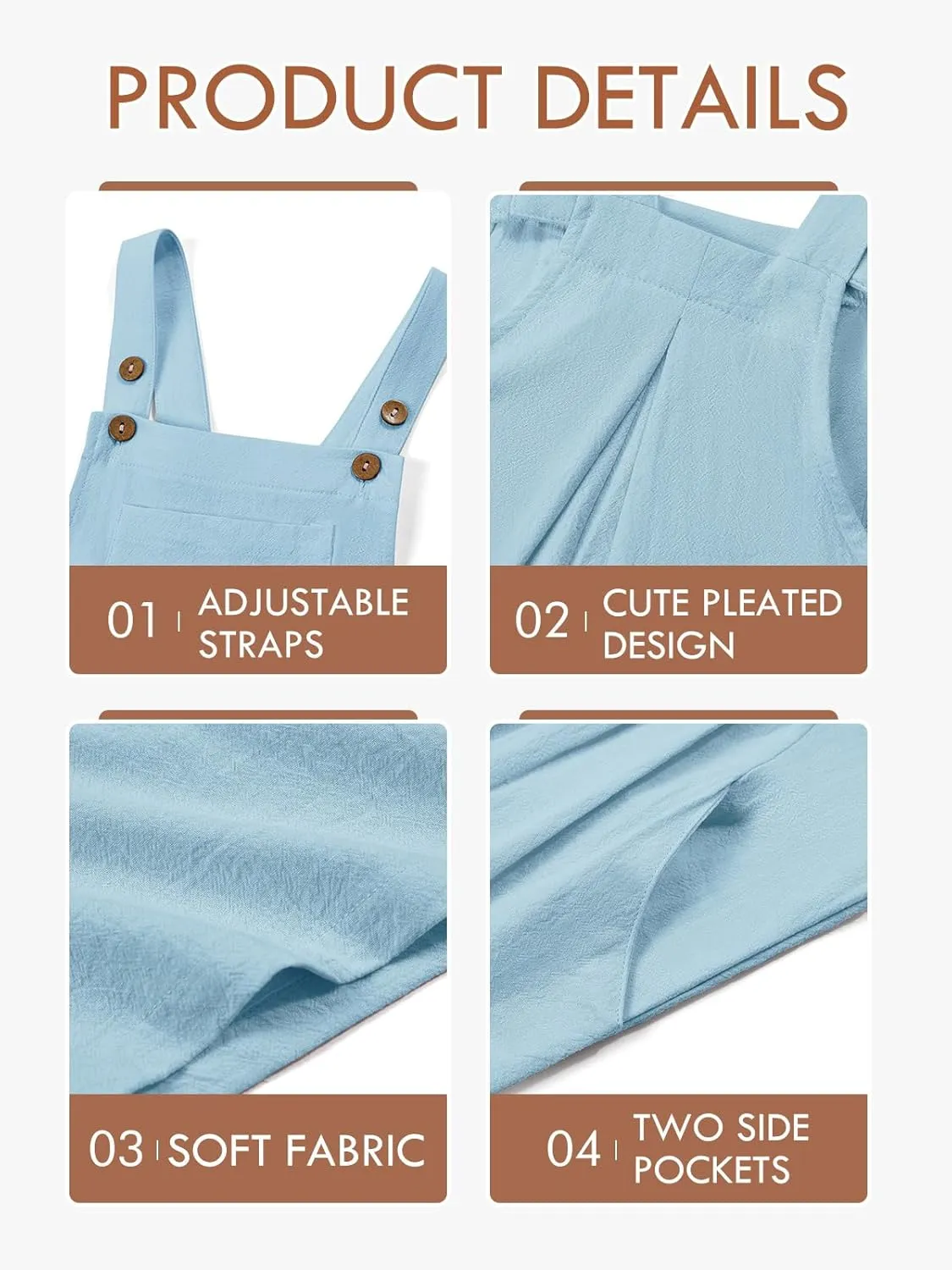 Haloumoning Girls Overall Shorts Kids Summer Casual Adjustable Strap Rompers with Pockets 5-14 Years