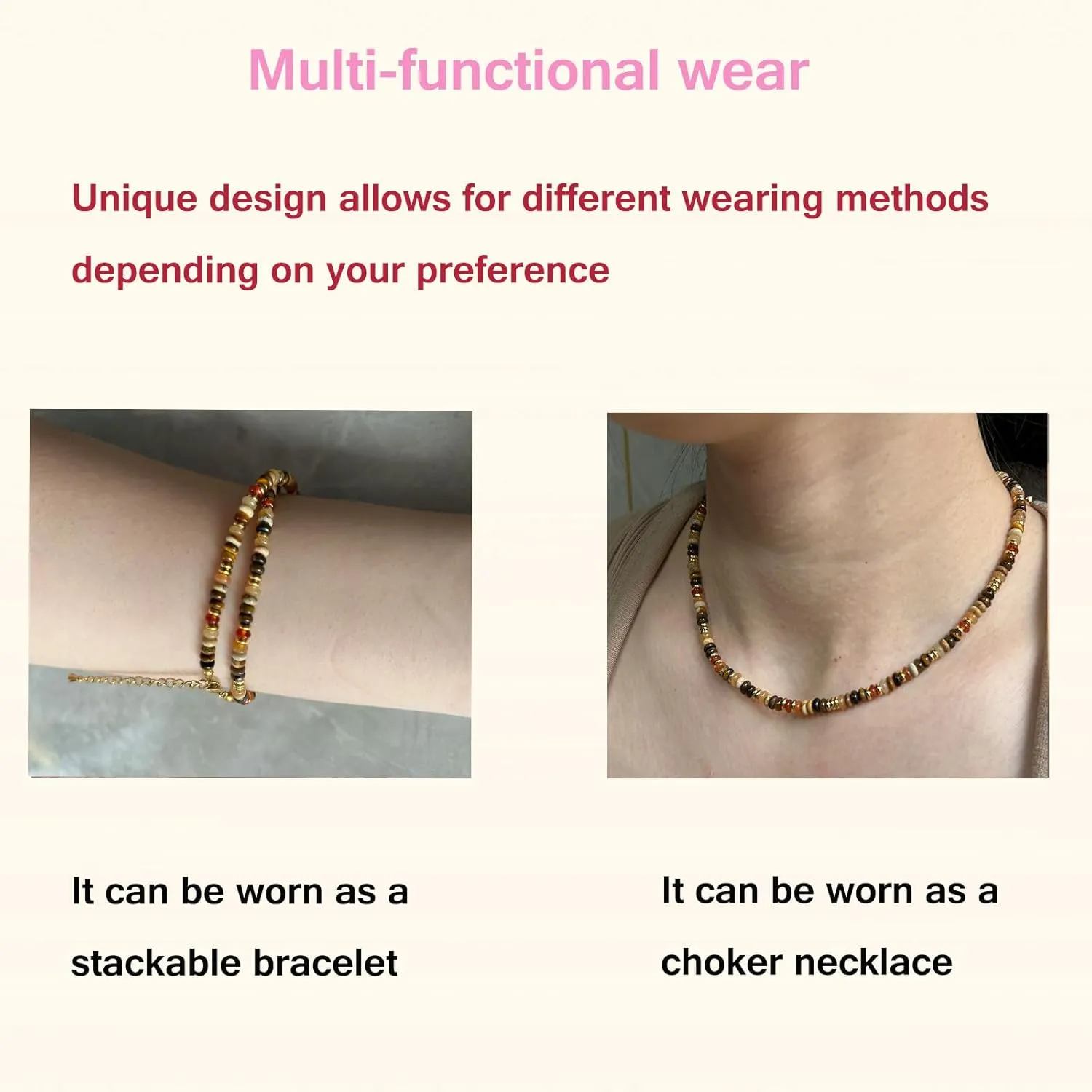Handmade Boho Beaded Choker Necklace for Women Energy Chakra Healing Necklaces Gemstone Natural Stone Jewelry