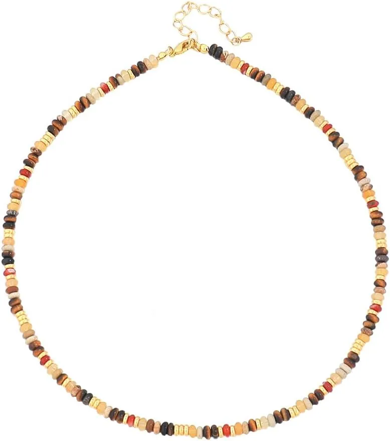 Handmade Boho Beaded Choker Necklace for Women Energy Chakra Healing Necklaces Gemstone Natural Stone Jewelry