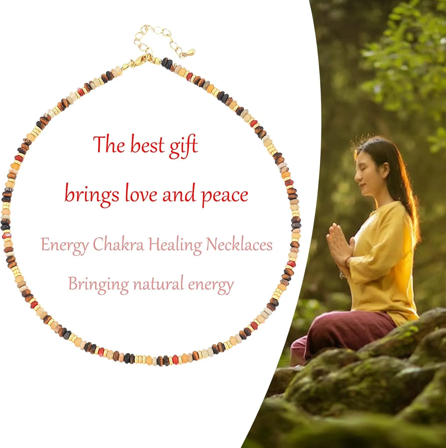 Handmade Boho Beaded Choker Necklace for Women Energy Chakra Healing Necklaces Gemstone Natural Stone Jewelry