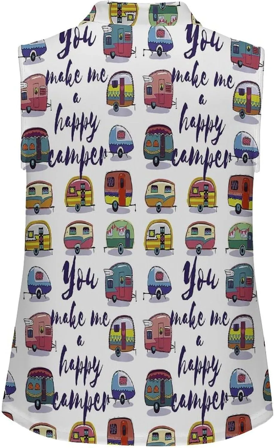 Happy Van Vehicles Women's Sleeveless Golf Polo Shirts Athletic Tank Tops