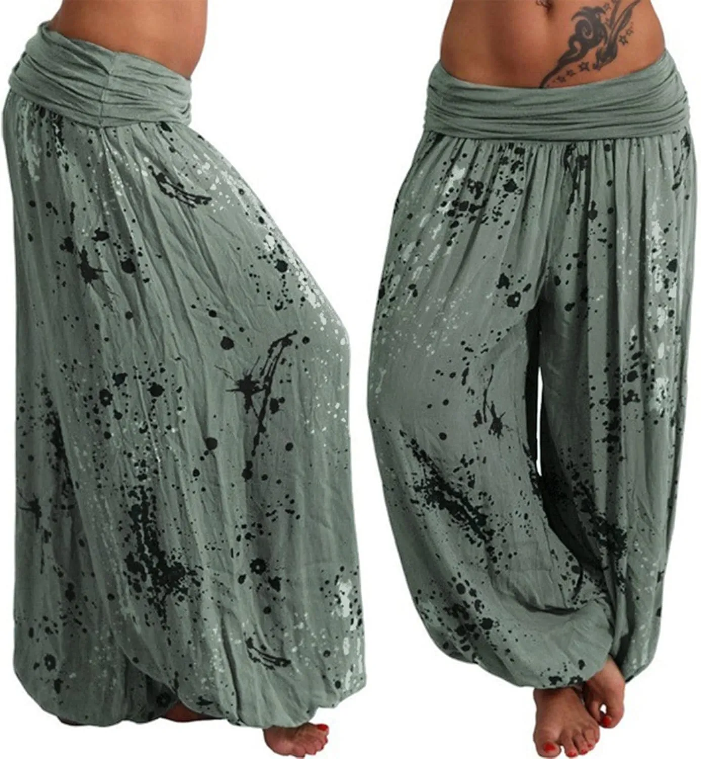 Harem Pants for Womens Fashion Tie-Dye High Waisted Ultra Stretchy Yoga Pants Loose Fit Casual Tapered Comfy Trousers