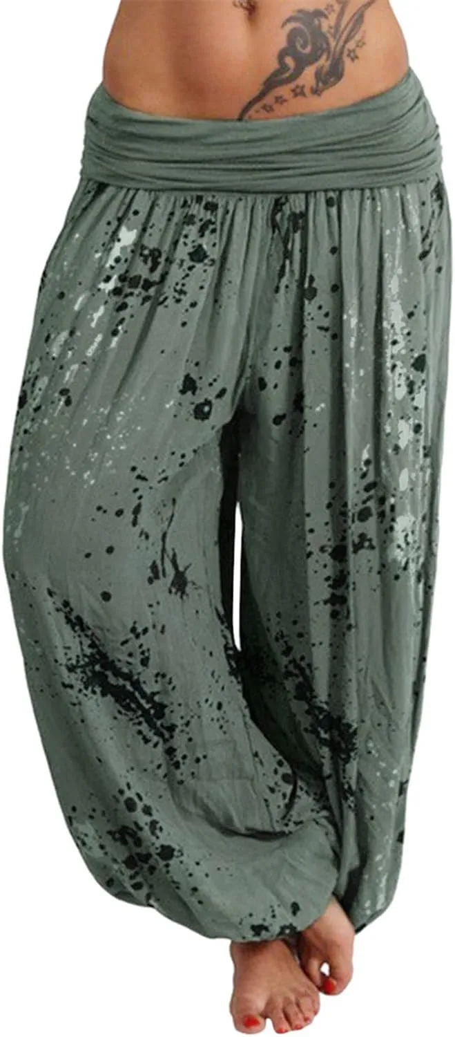 Harem Pants for Womens Fashion Tie-Dye High Waisted Ultra Stretchy Yoga Pants Loose Fit Casual Tapered Comfy Trousers