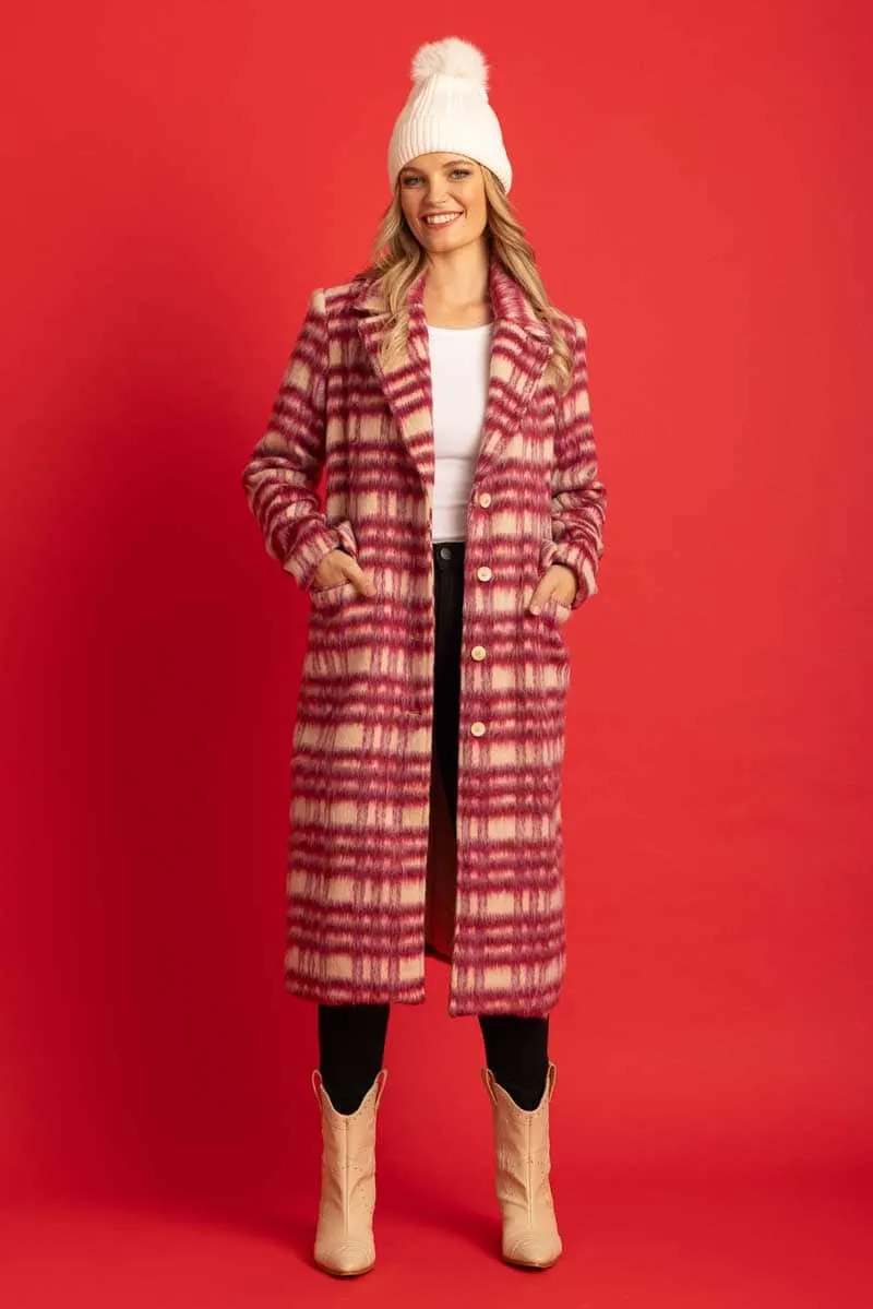 Harriet Coat Berry Check