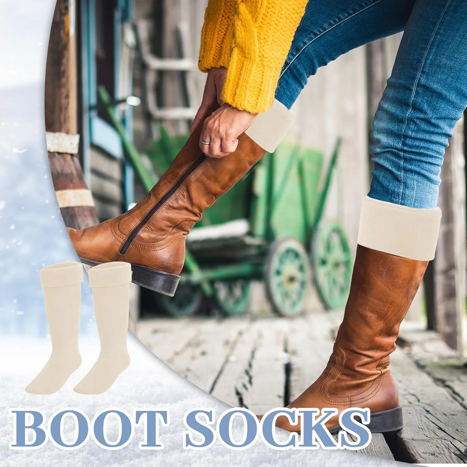 Hercicy Hunting Boots Socks Rain Boot Liners Stitch Cable Snow Warm Fleece Socks for Hiking Outdoor