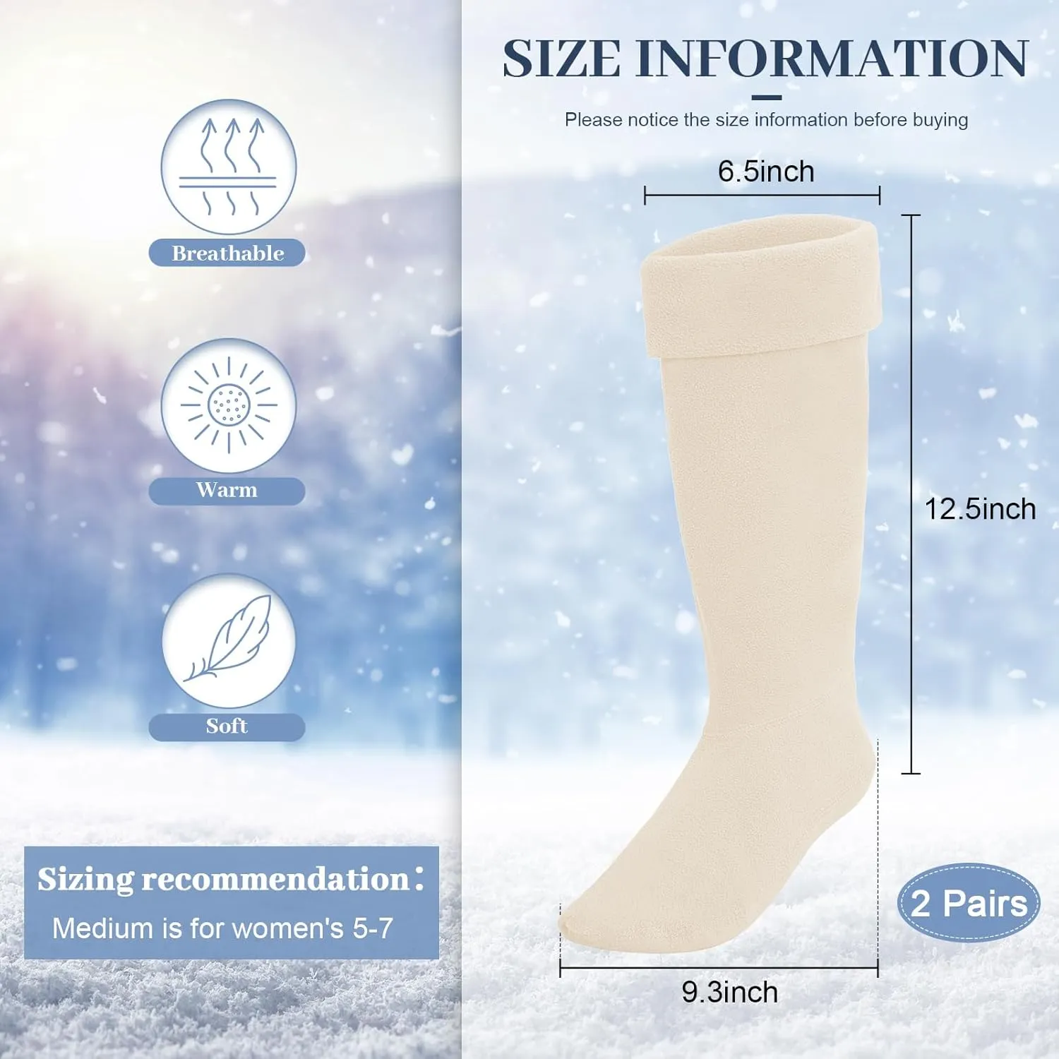 Hercicy Hunting Boots Socks Rain Boot Liners Stitch Cable Snow Warm Fleece Socks for Hiking Outdoor