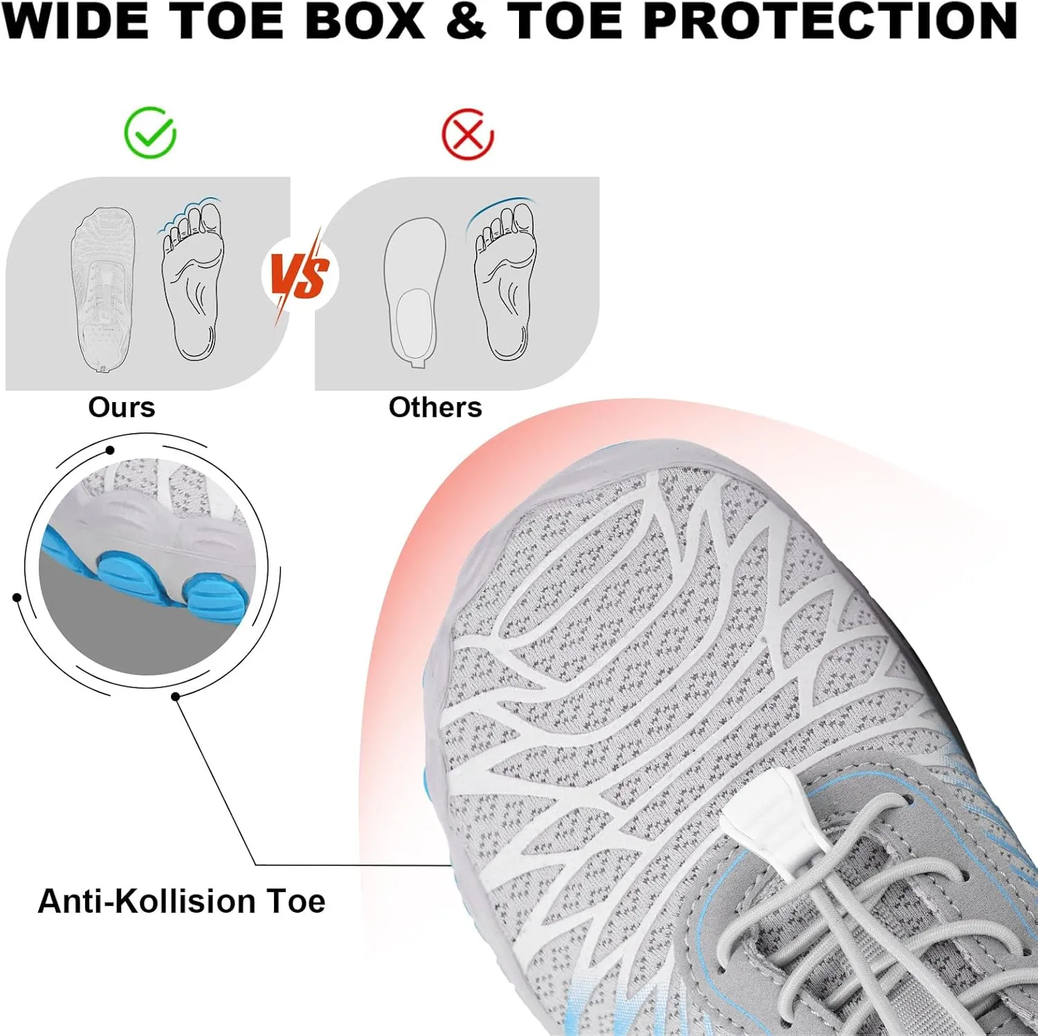 Hike Barefoot Shoes for Women Men Non-Slip Breathable Walking Shoes Wide Toe Box Comfortable Athletic Footwear